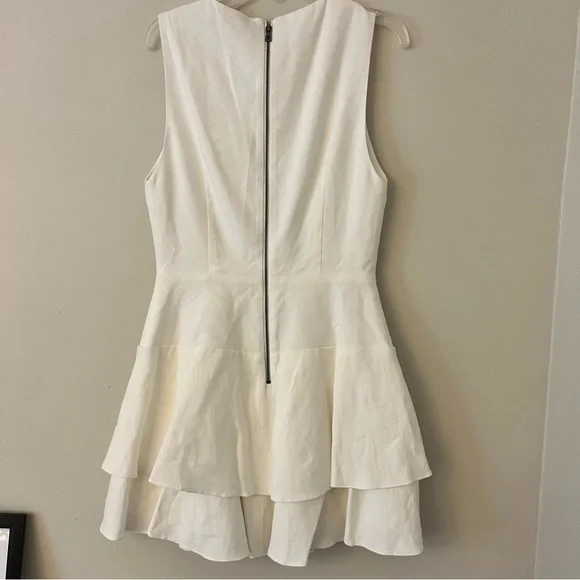 Alice + Olivia Palmira Linen Ruffle Sleeveless Mini Dress White 2 NWT - Picture 7 of 15
